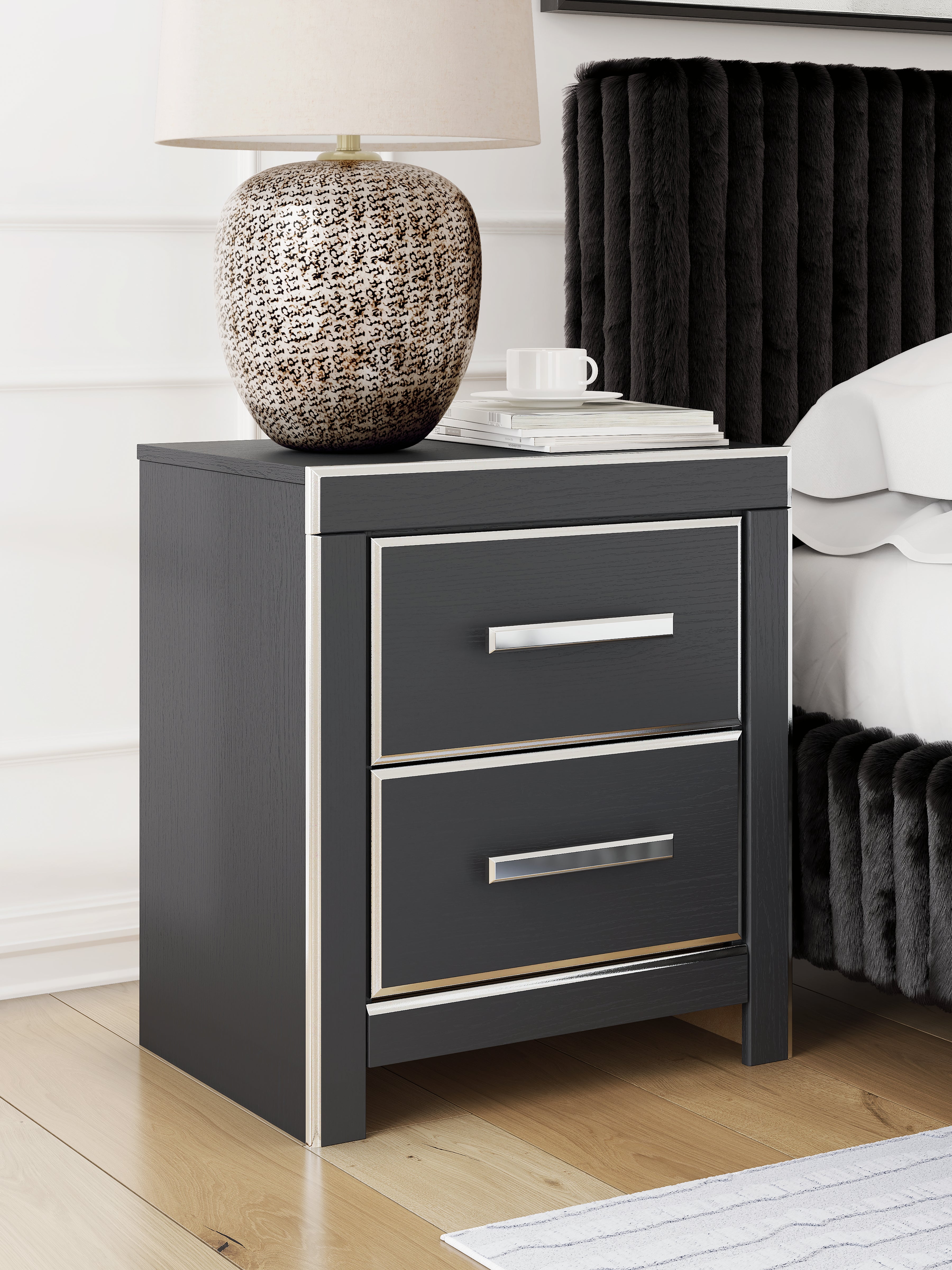 Zuraleus Queen Upholstered Bed, Dresser, Mirror and Nightstand, Black