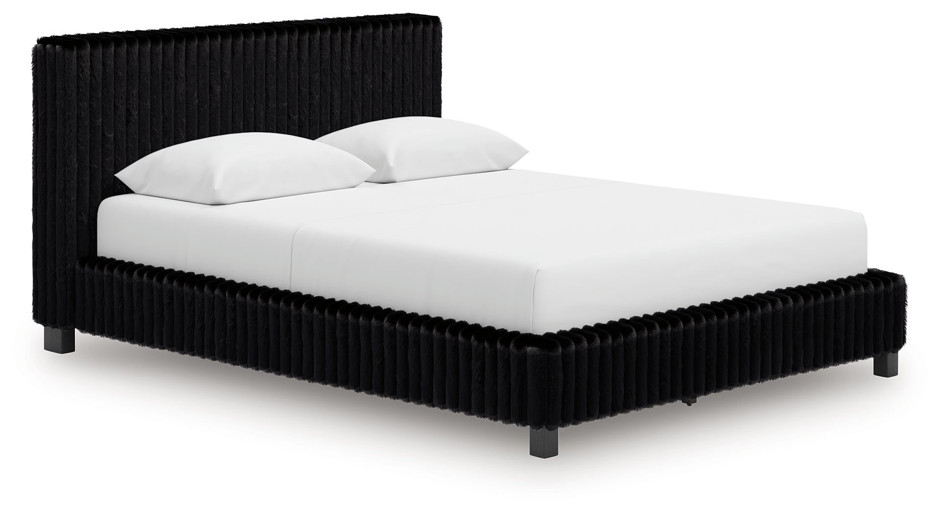 Zuraleus Queen Upholstered Bed, Dresser, Mirror and Nightstand, Black