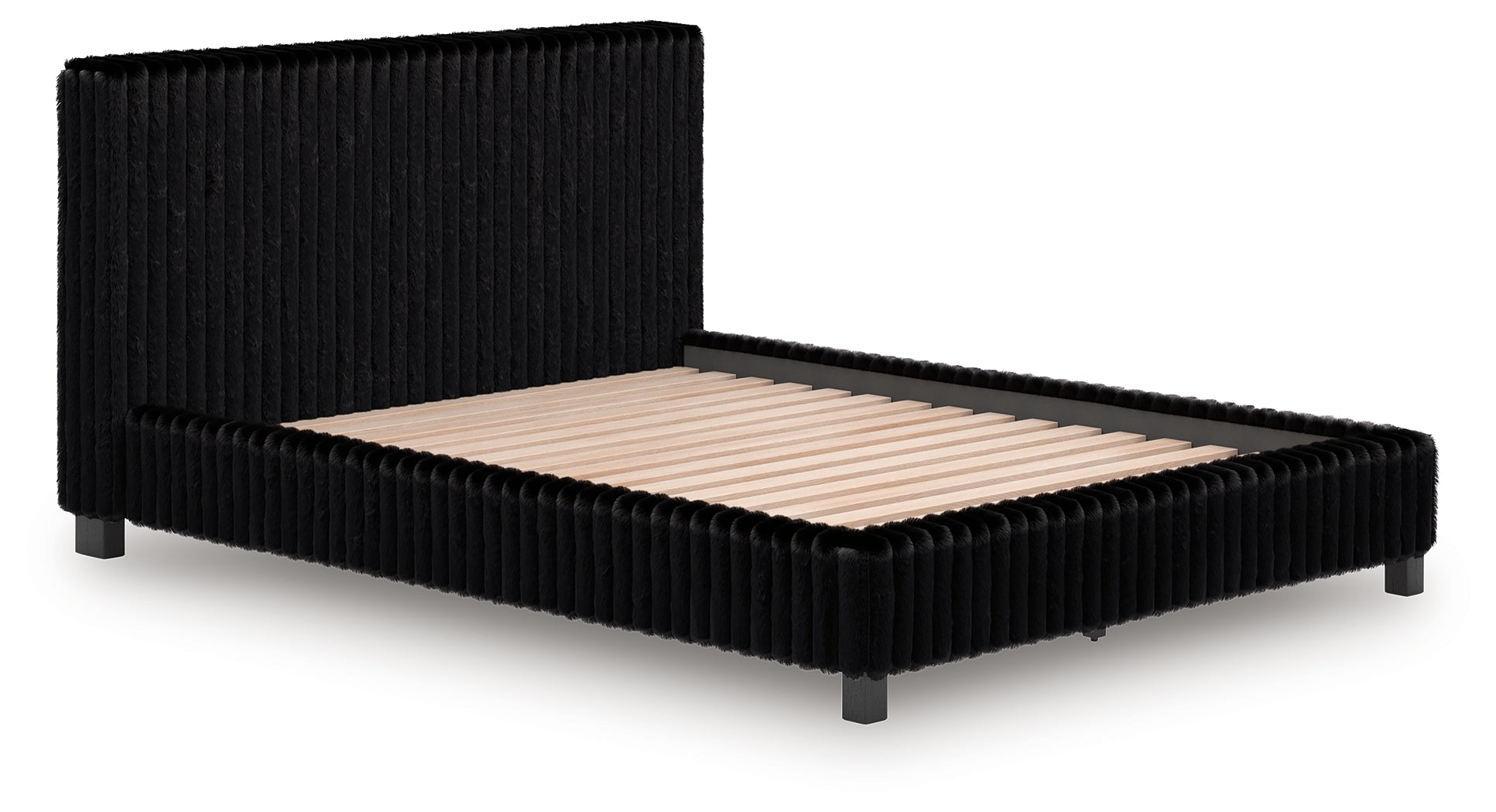 Zuraleus Queen Upholstered Bed, Dresser, Mirror and Nightstand, Black
