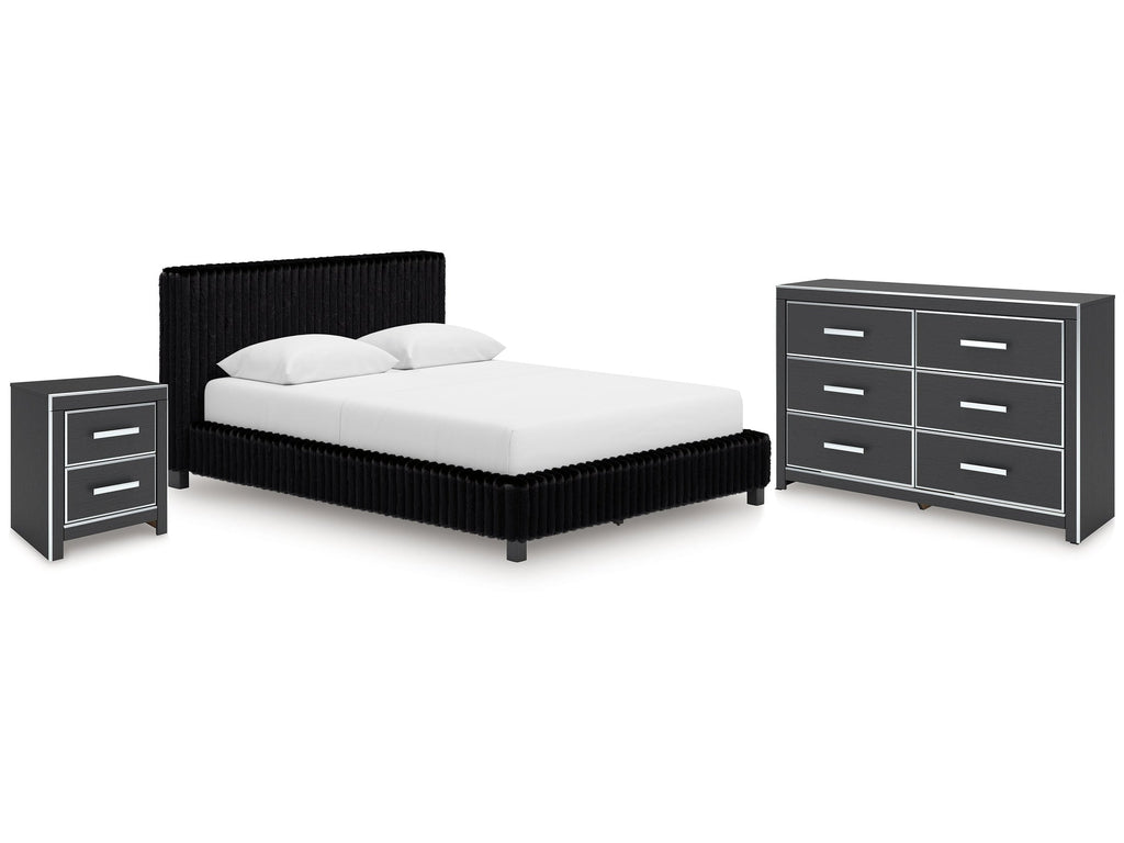 Zuraleus Queen Upholstered Bedroom Set, Black