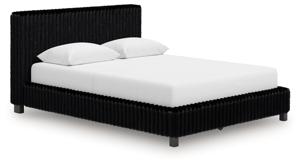 Zuraleus Queen Upholstered Bedroom Set, Black