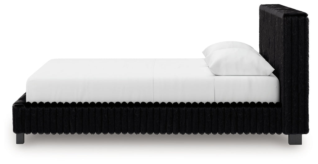 Zuraleus Queen Upholstered Bedroom Set, Black