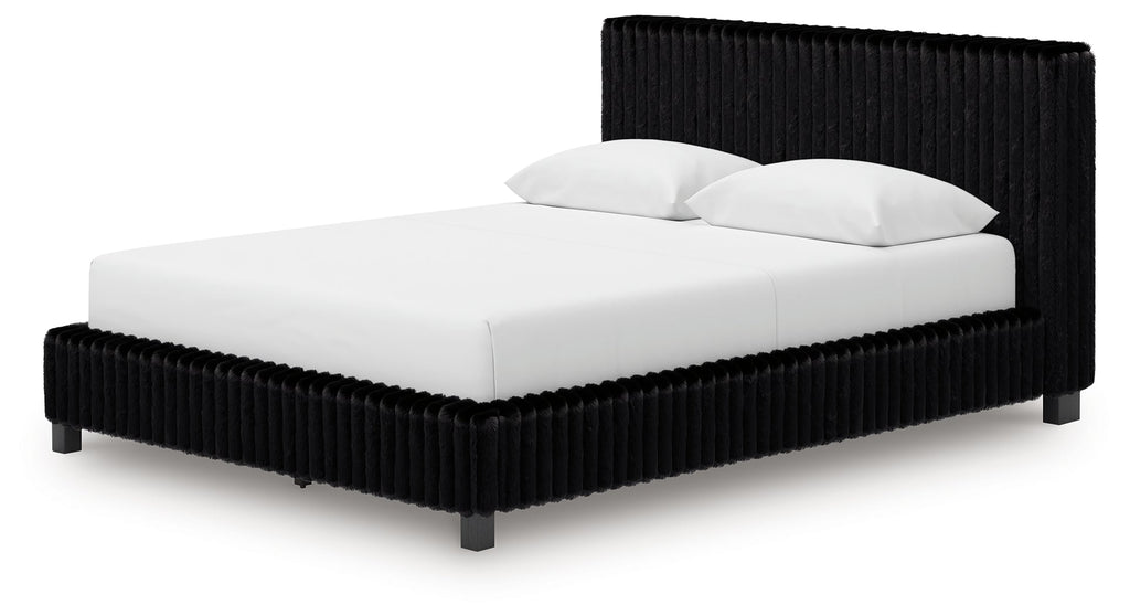 Zuraleus Queen Upholstered Bedroom Set, Black