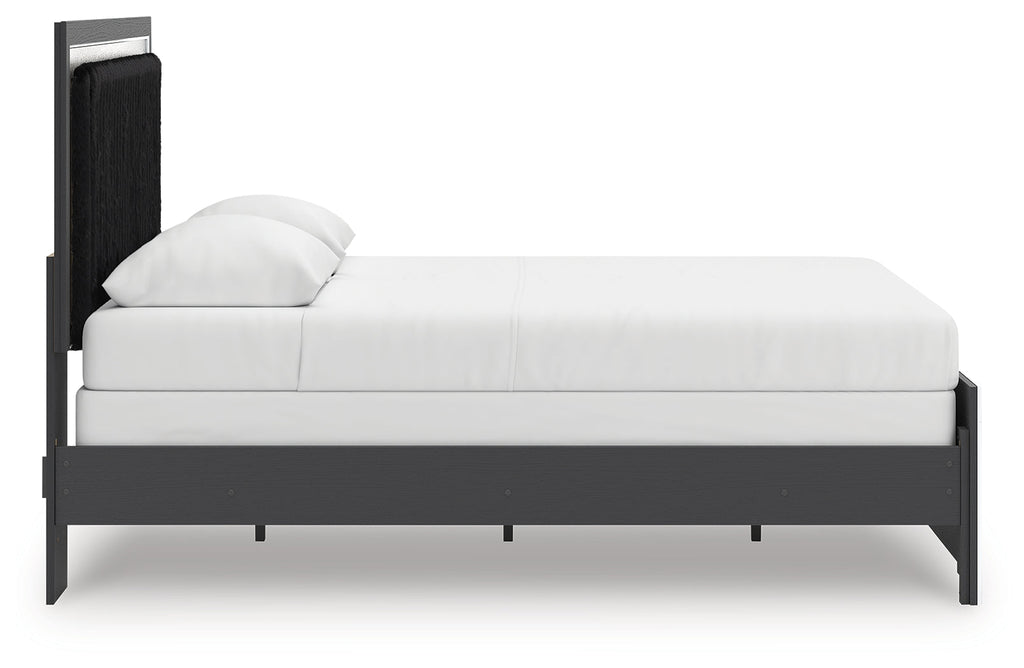 Zuraleus Black Queen Upholstered Panel Bed