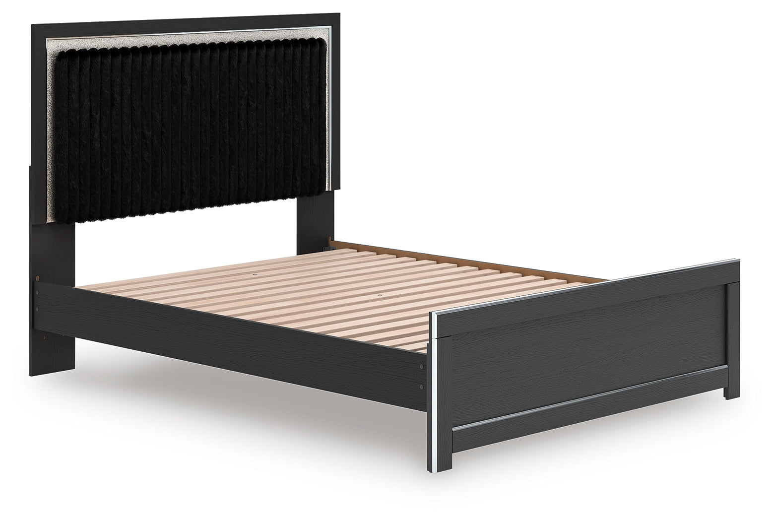 Zuraleus Black Queen Upholstered Panel Platform Bed