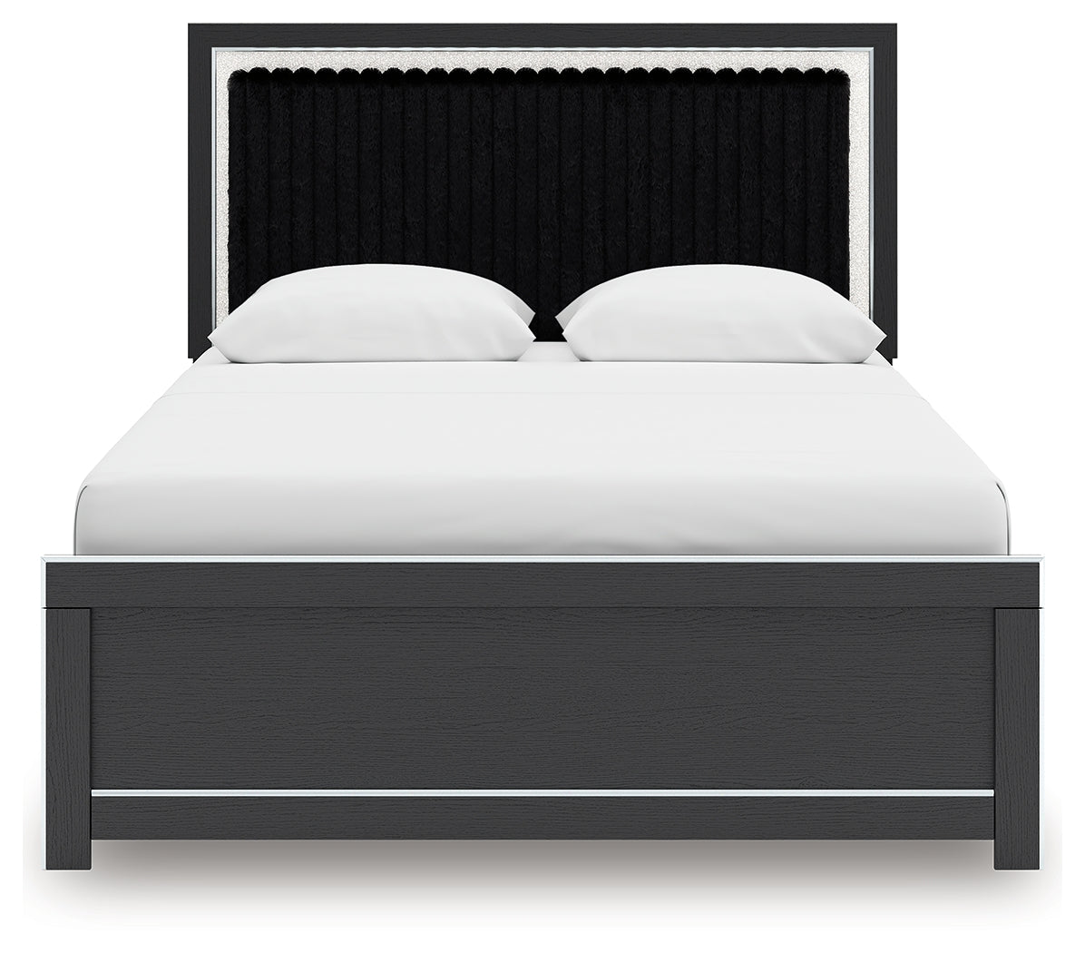 Zuraleus Black Queen Upholstered Panel Platform Bed