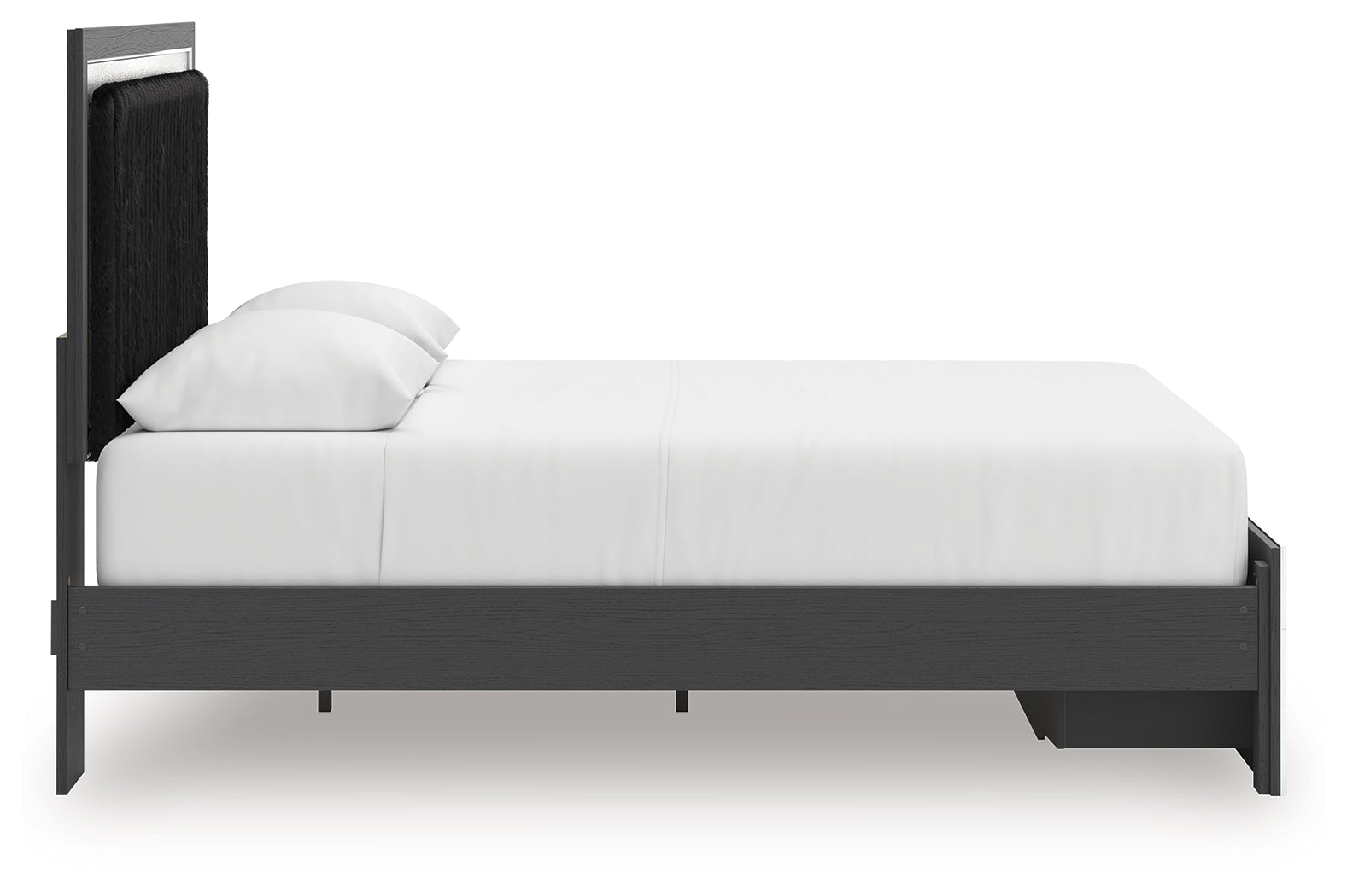 Zuraleus Queen Upholstered Panel Platform Storage Bed, Dresser and Mirror, Black