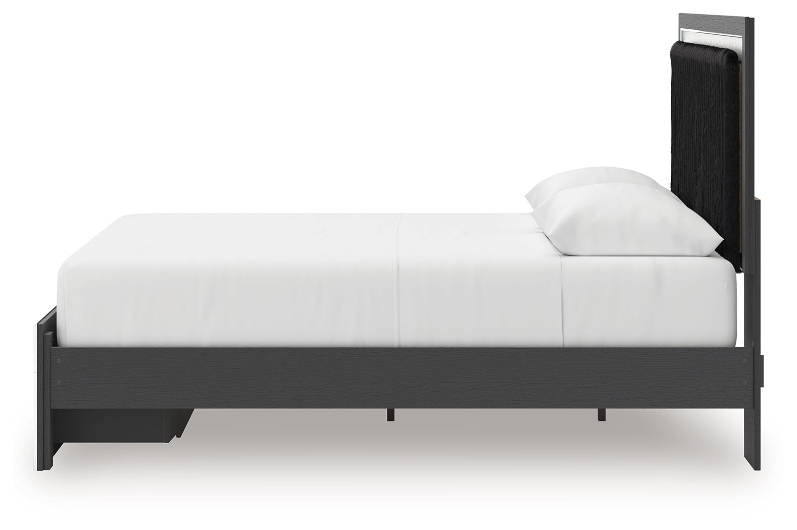 Zuraleus Queen Upholstered Panel Platform Storage Bed, Dresser and Mirror, Black