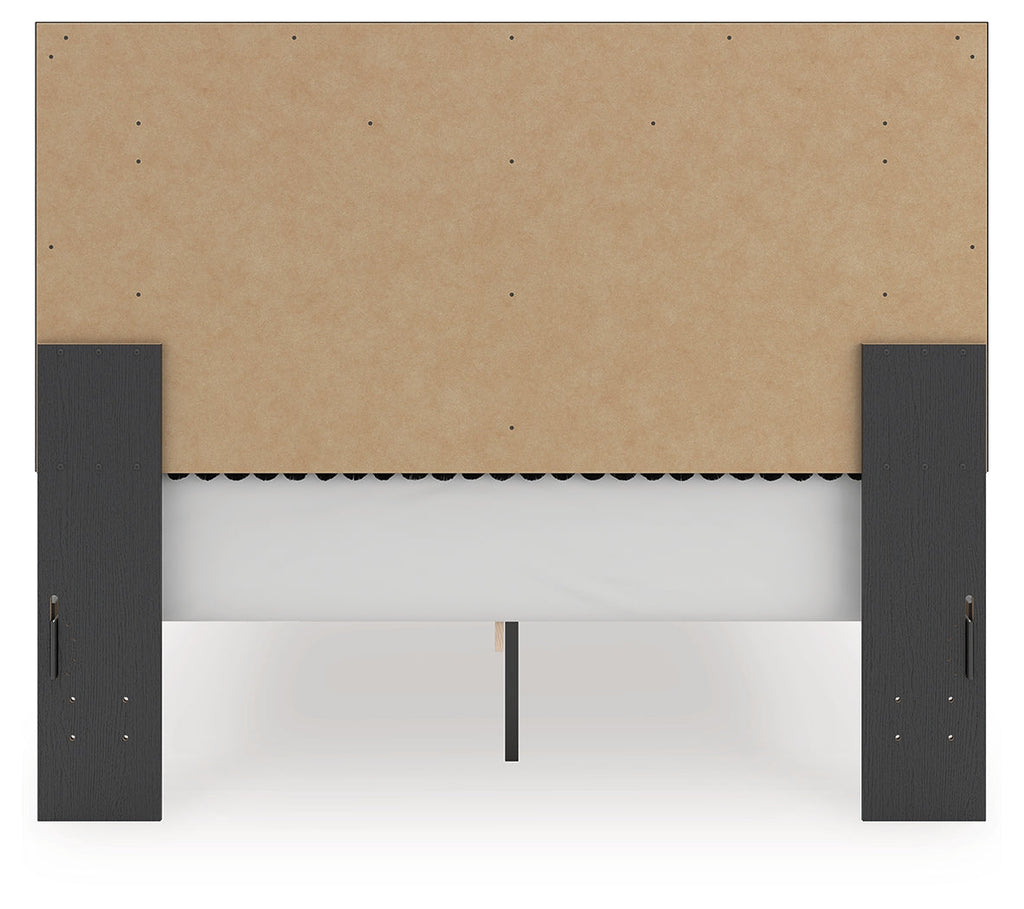 Zuraleus Black Queen Upholstered Panel Platform Storage Bed