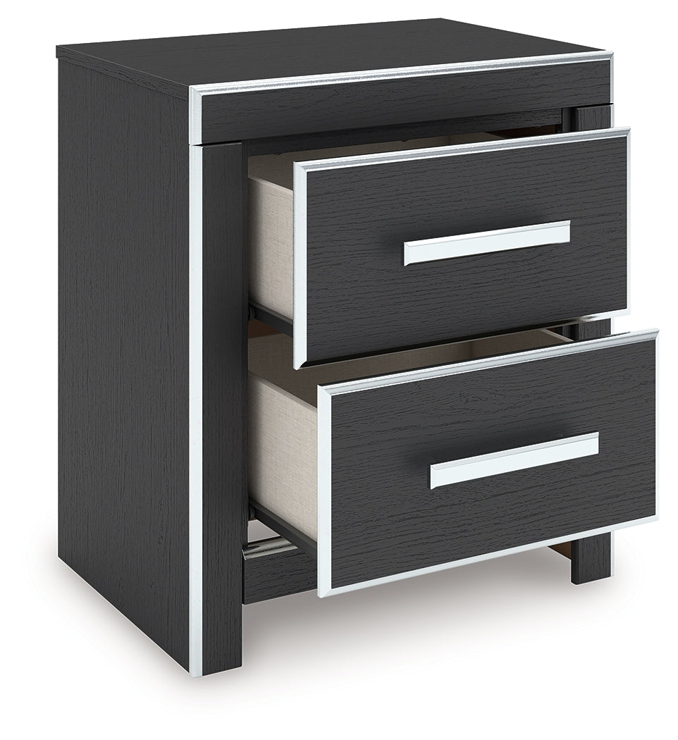 Zuraleus Black Two Drawer Night Stand