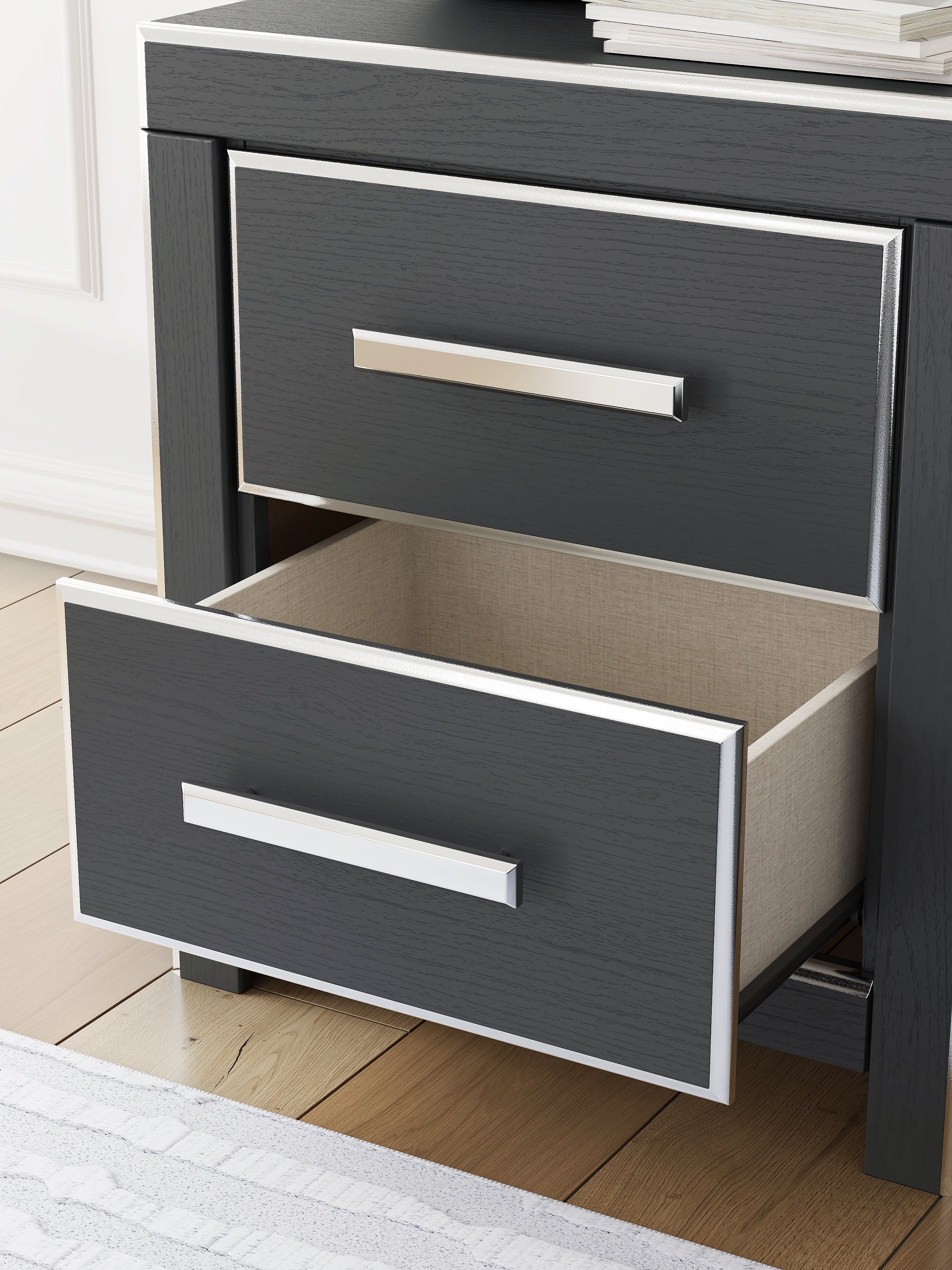 Zuraleus Black Two Drawer Night Stand