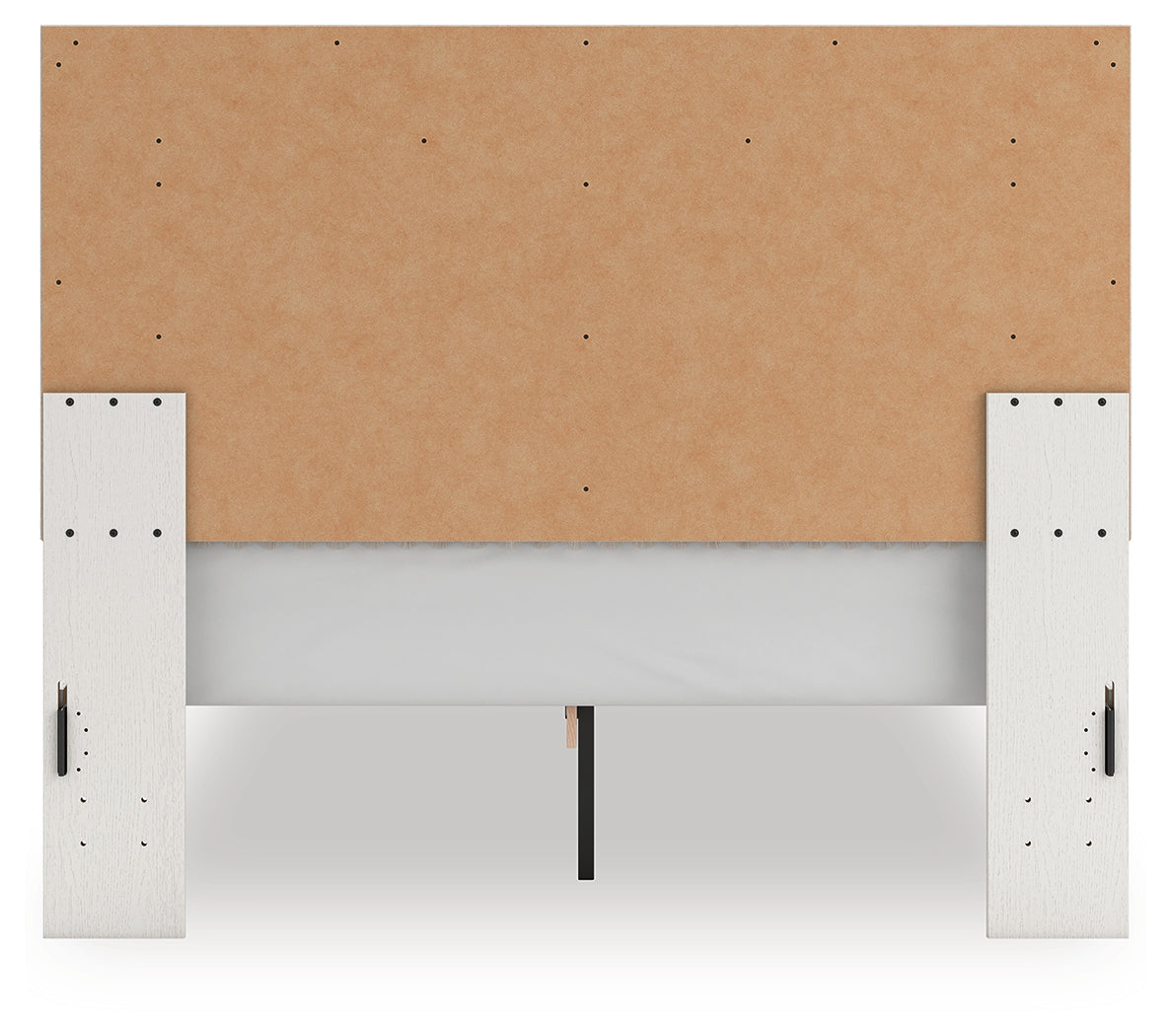 Zuraleus /White Queen Upholstered Panel Platform Bed, Dresser and Mirror, Brown
