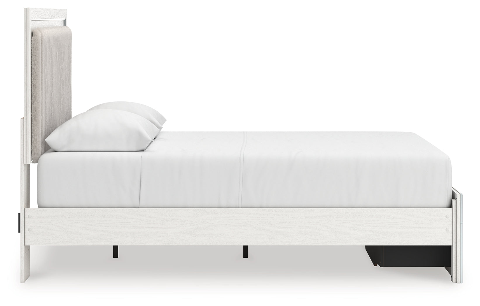 Zuraleus /White Queen Upholstered Panel Platform Storage Bed, Dresser and Mirror, Brown