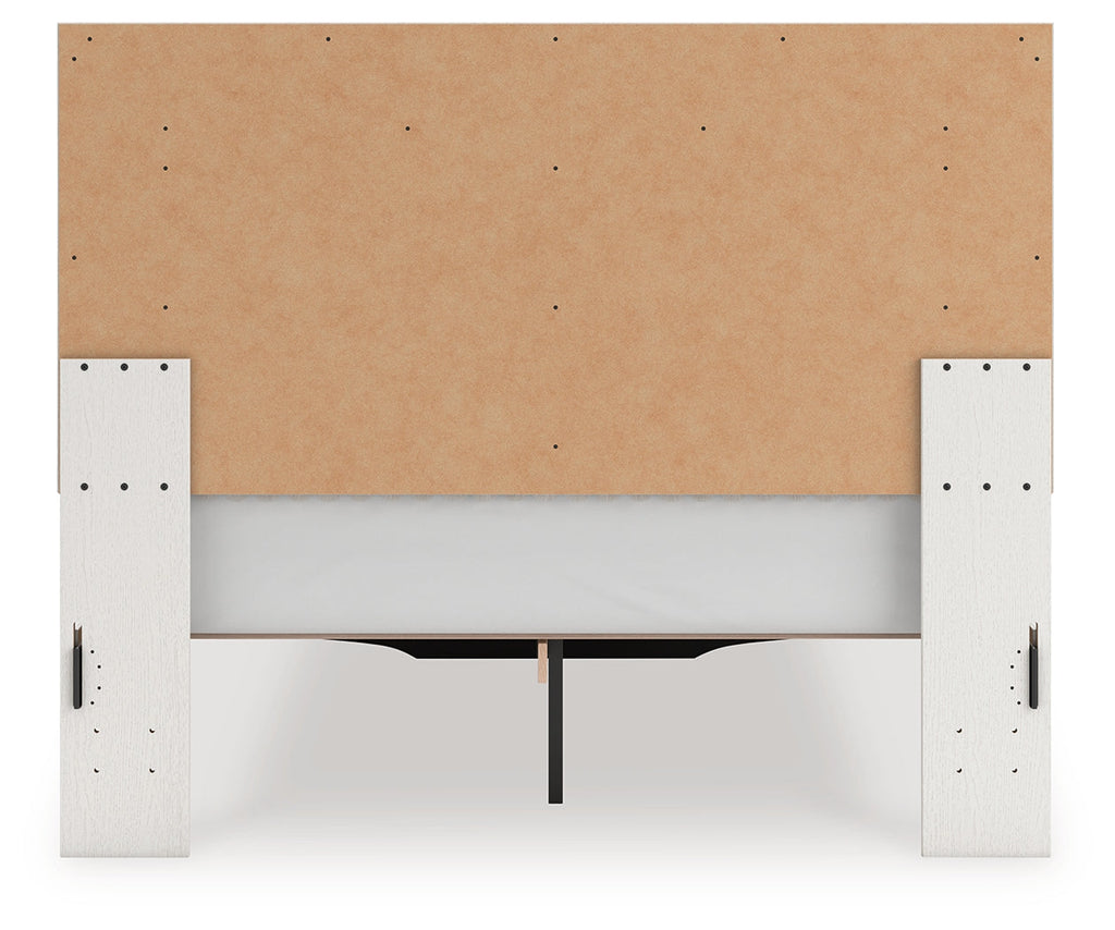 Zuraleus /White Queen Upholstered Panel Platform Storage Bed, Dresser and Mirror, Brown
