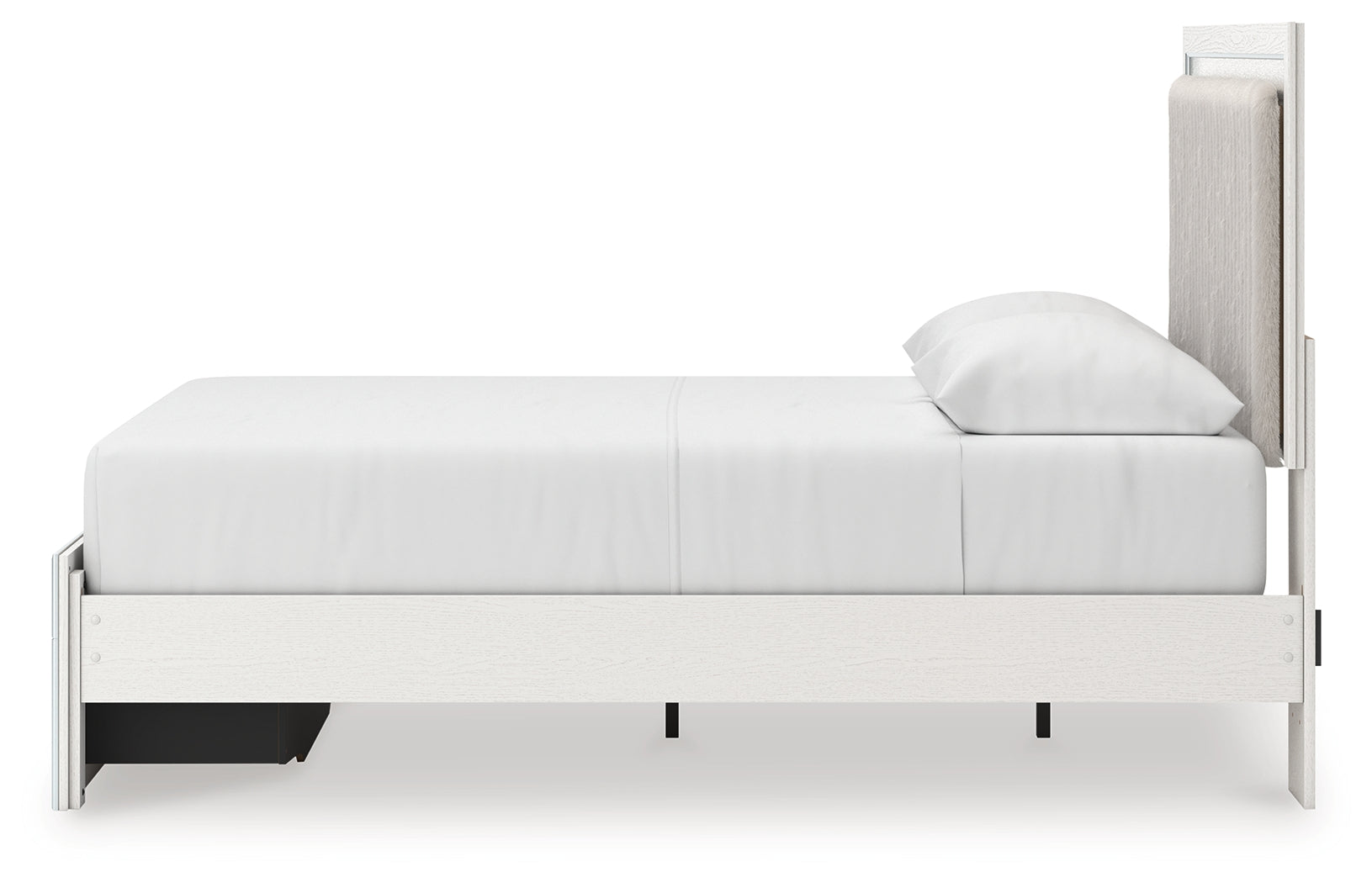 Zuraleus /White Queen Upholstered Panel Platform Storage Bed, Dresser and Mirror, Brown