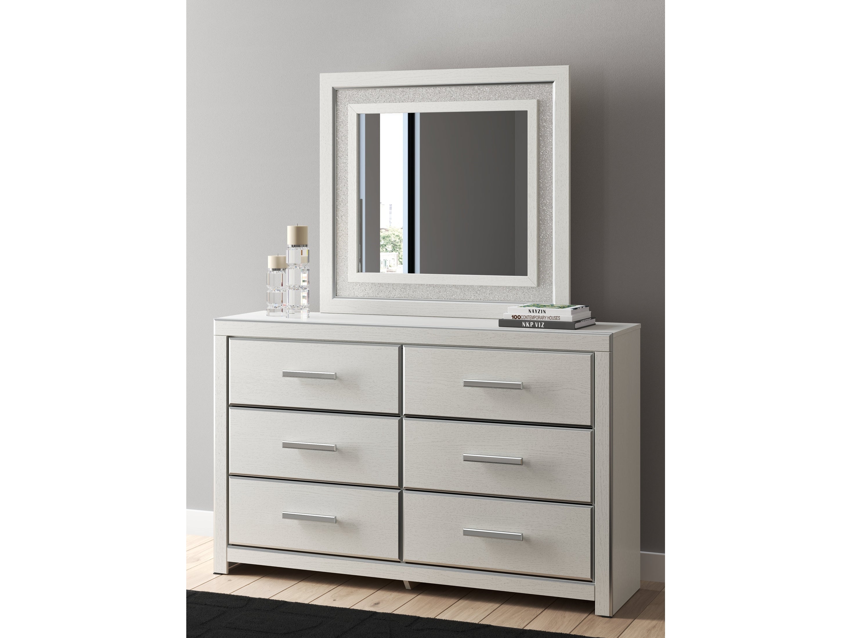 Zuraleus White Dresser and Mirror