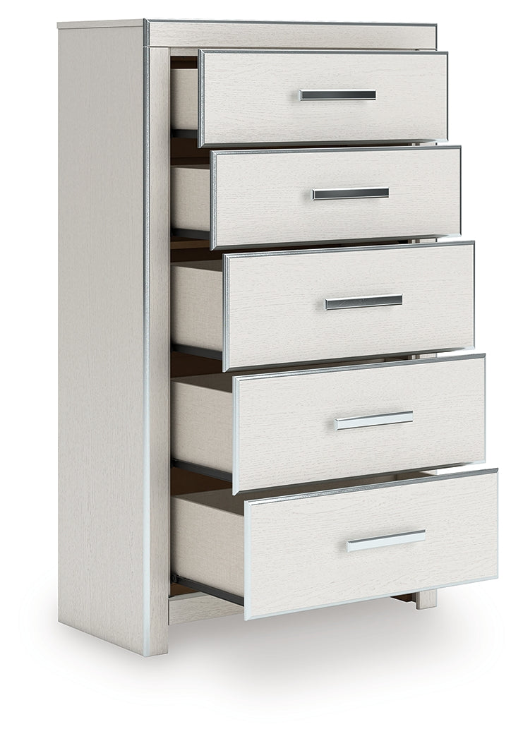 Zuraleus White Five Drawer Chest
