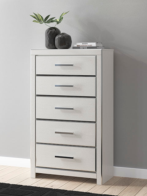 Zuraleus White Five Drawer Chest