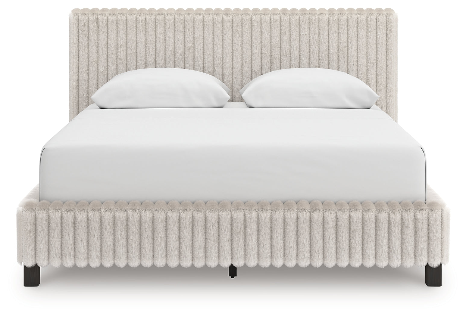 Zuraleus White/Gray Queen Upholstered Bed, Dresser and Mirror