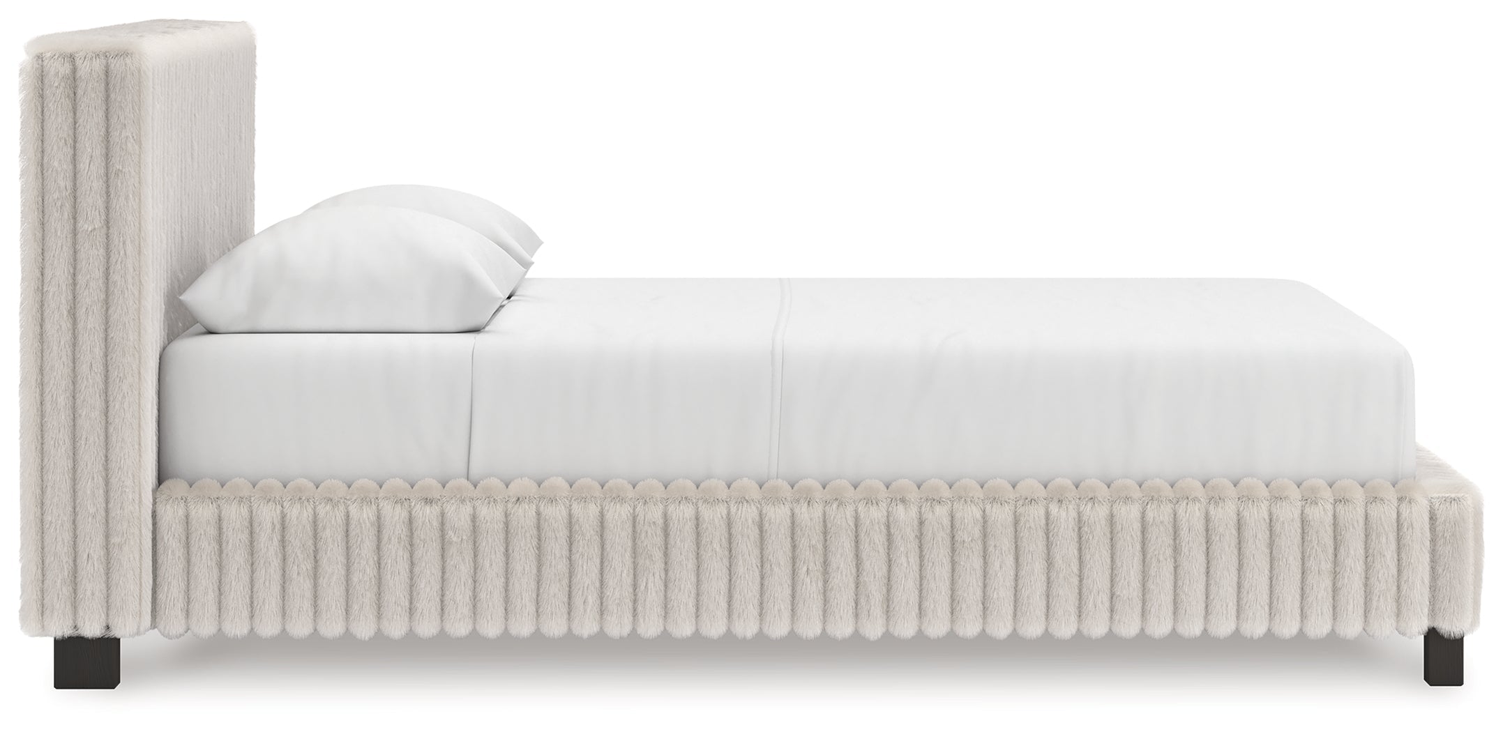 Zuraleus White/Gray Queen Upholstered Bed, Dresser and Mirror