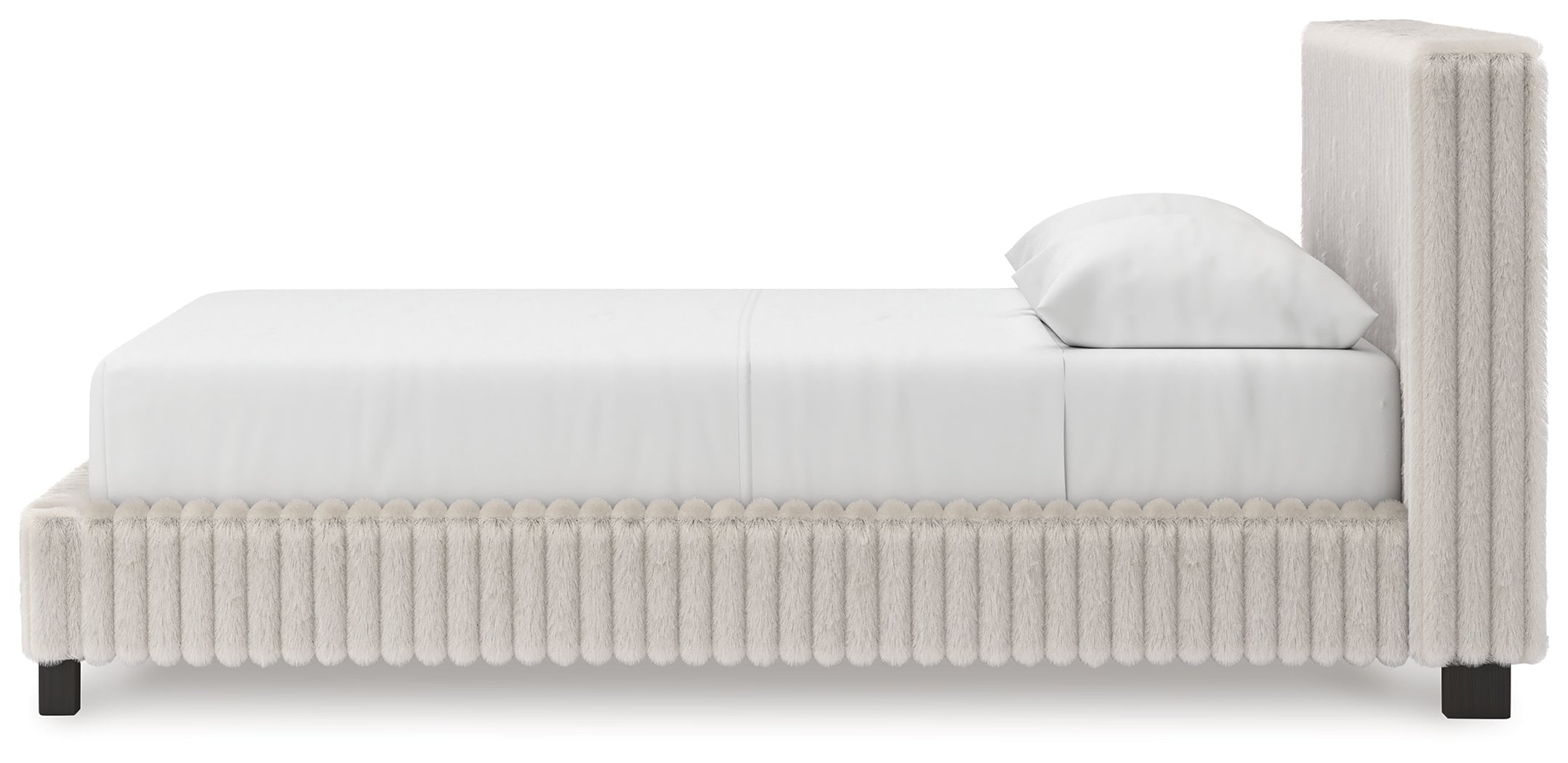 Zuraleus White/Gray Queen Upholstered Bed, Dresser and Mirror
