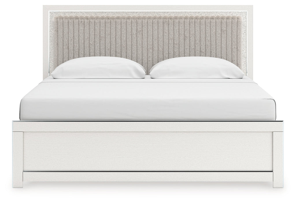 Zuraleus White King Upholstered Panel Bed
