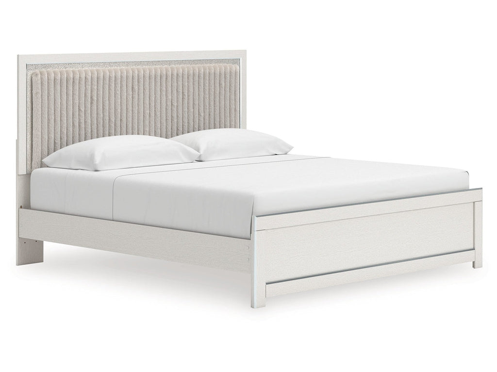 Zuraleus White King Upholstered Panel Platform Bed