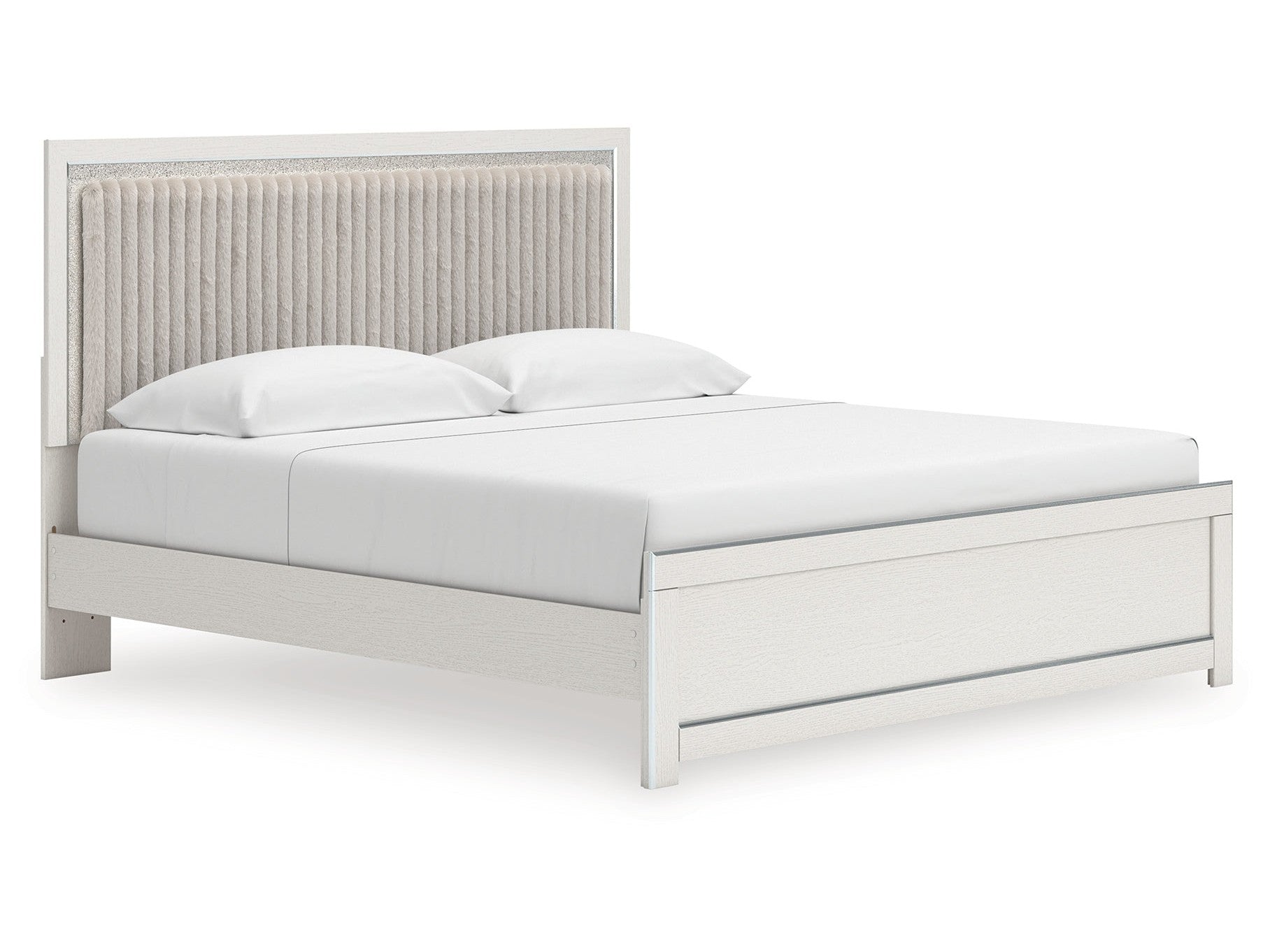 Zuraleus White King Upholstered Panel Platform Bed