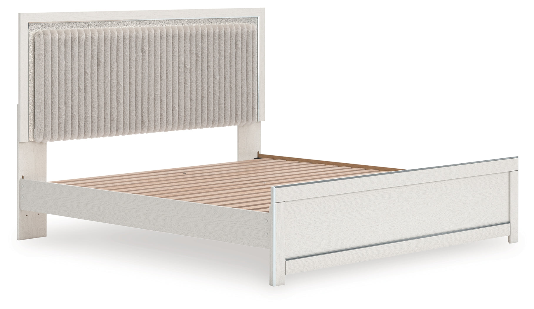 Zuraleus White King Upholstered Panel Platform Bed