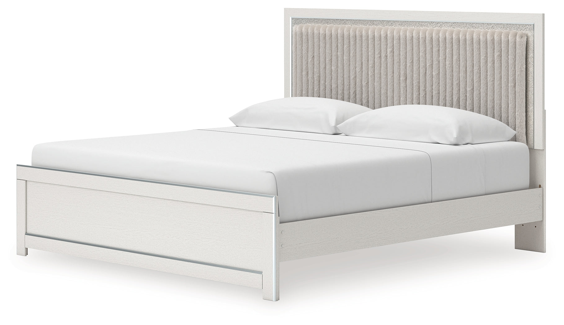 Zuraleus White King Upholstered Panel Platform Bed