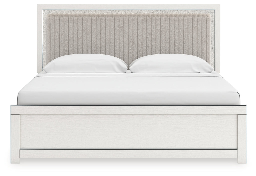 Zuraleus White King Upholstered Panel Platform Bed