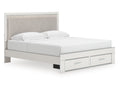 Zuraleus White King Upholstered Panel Platform Storage Bed