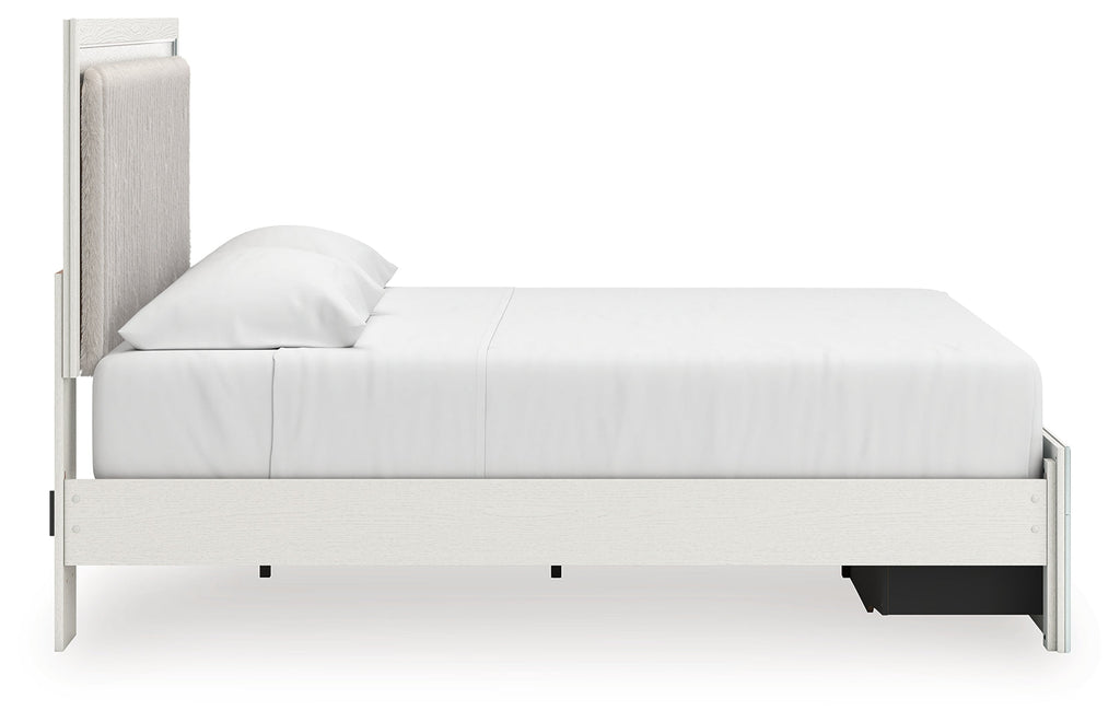 Zuraleus White King Upholstered Panel Platform Storage Bed