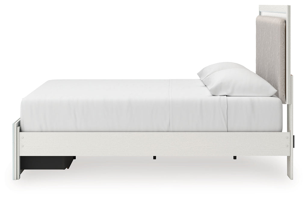 Zuraleus White King Upholstered Panel Platform Storage Bed