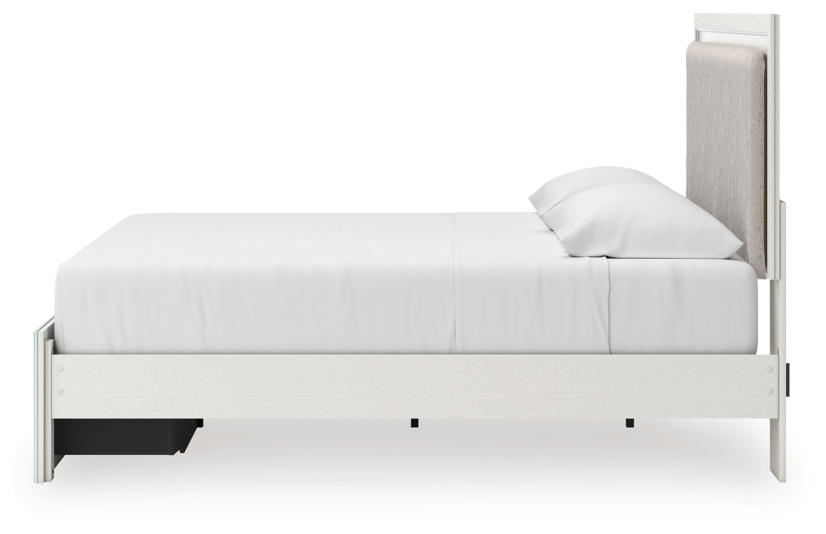 Zuraleus White King Upholstered Panel Platform Storage Bed