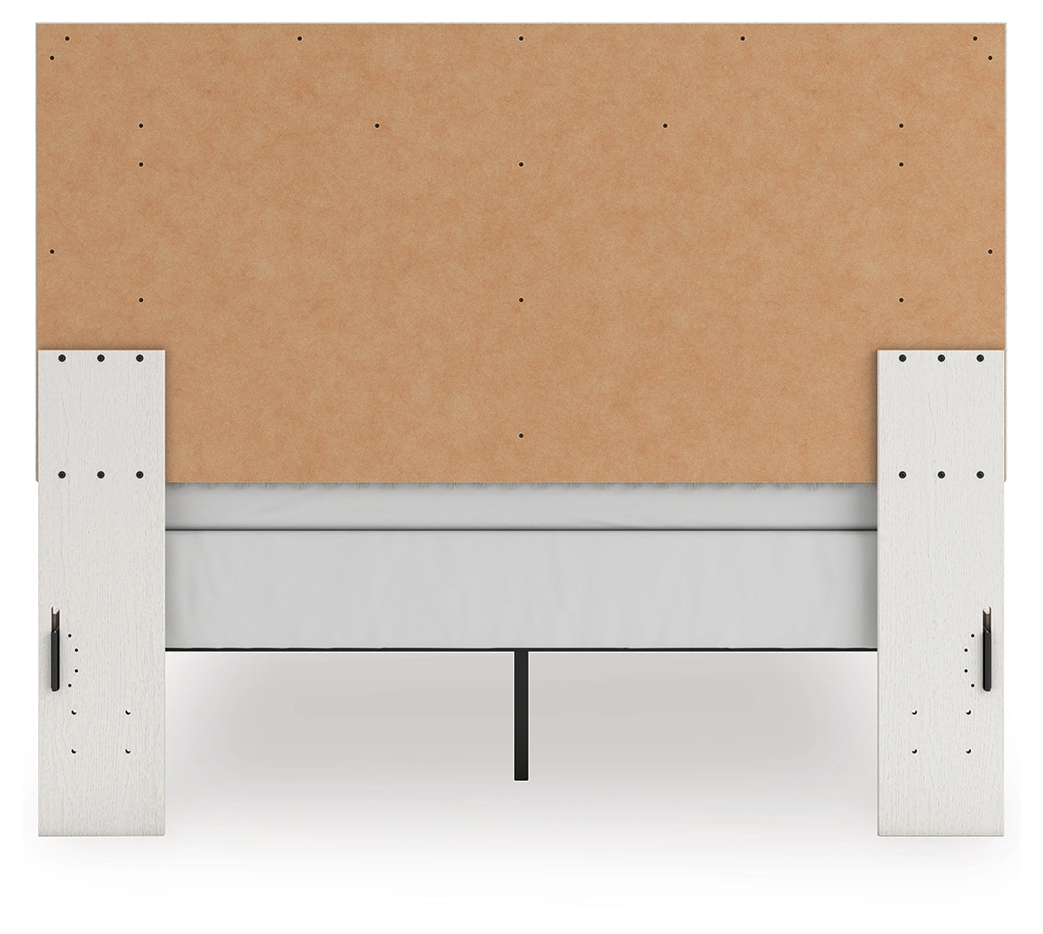 Zuraleus Queen Upholstered Panel Bed, Dresser, Mirror and Nightstand, White