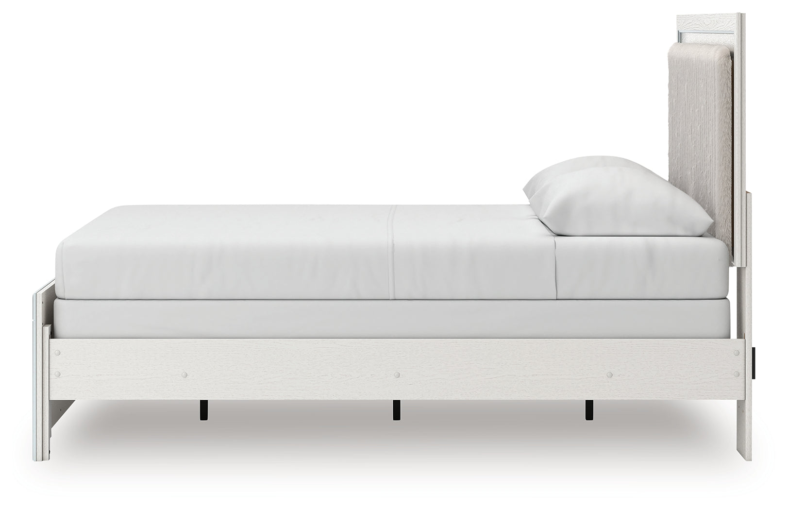 Zuraleus Queen Upholstered Panel Bed, Dresser, Mirror and Nightstand, White