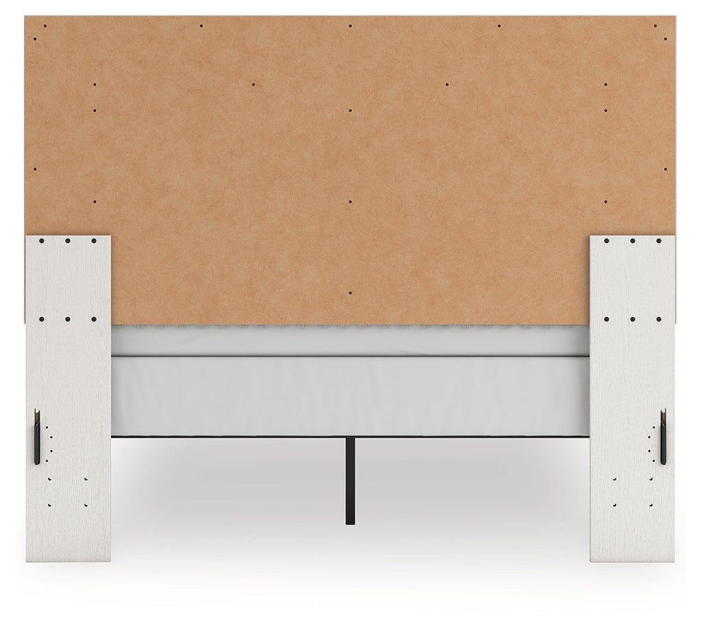 Zuraleus White Queen Upholstered Panel Bed, Dresser and Mirror