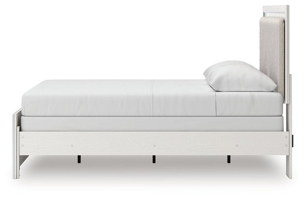 Zuraleus White Queen Upholstered Panel Bed, Dresser and Mirror
