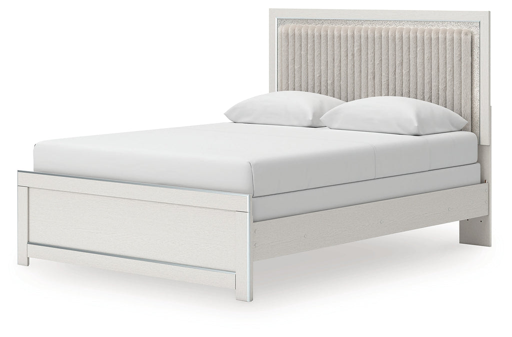 Zuraleus White Queen Upholstered Panel Bed
