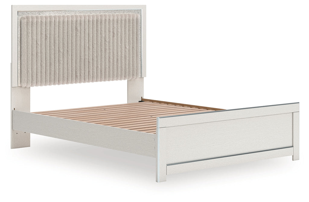 Zuraleus White Queen Upholstered Panel Platform Bed
