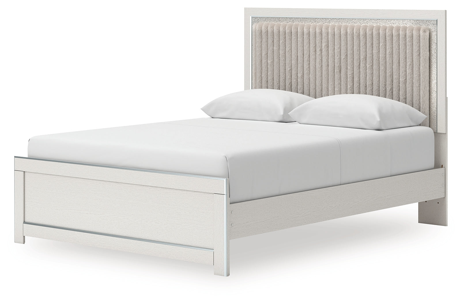 Zuraleus White Queen Upholstered Panel Platform Bed
