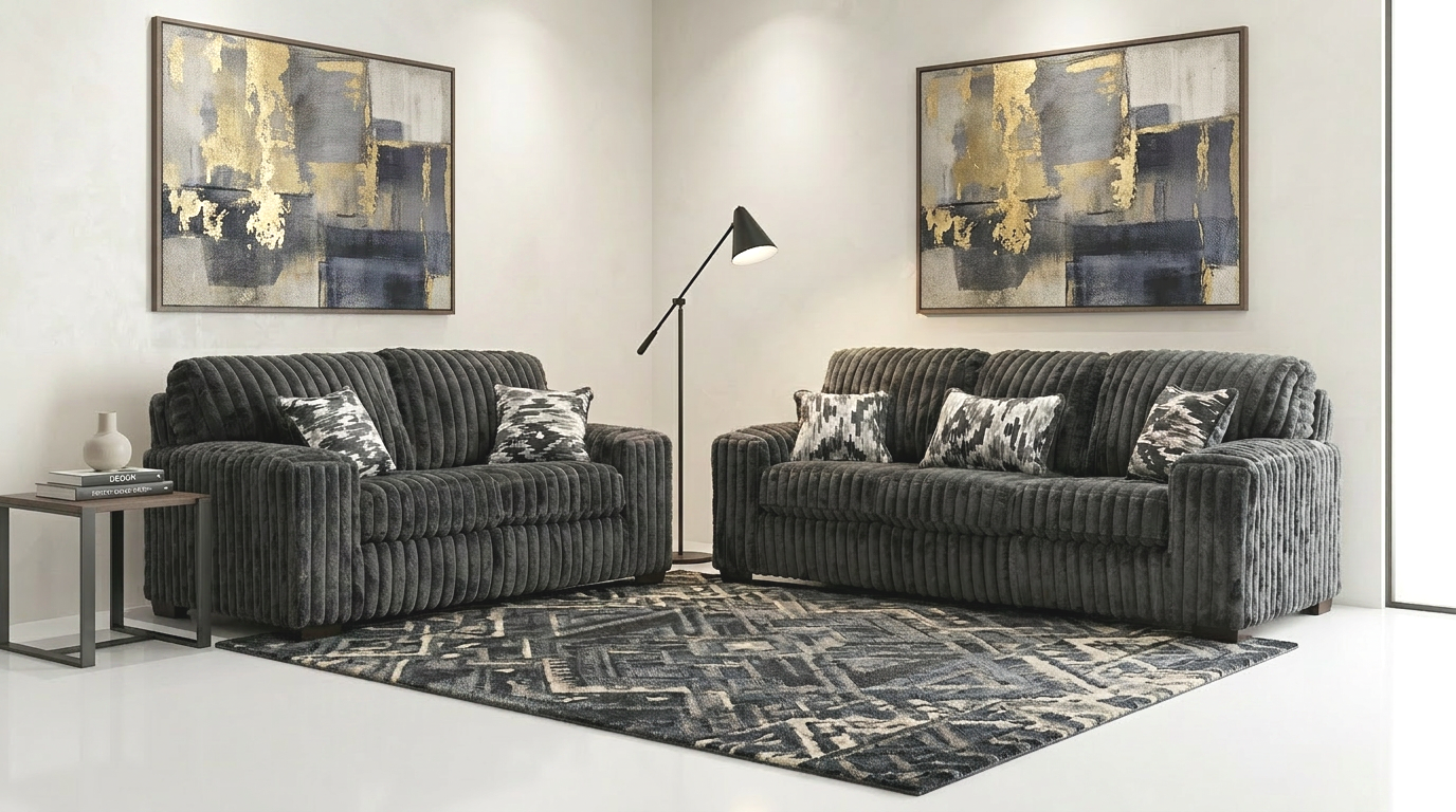 S319 Sofa and Loveseat (Charcoal)