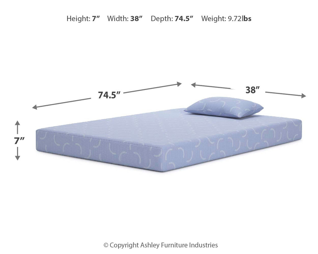 iKidz Ocean Blue Twin Mattress and Pillow