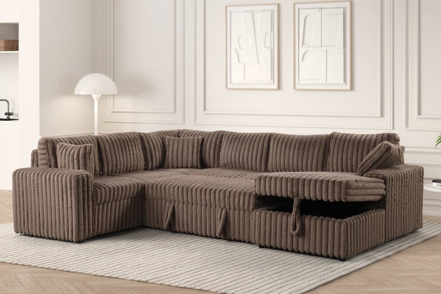 Forever Mocha Sectional With Pull-Out Bed