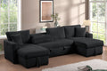July Black Double Storage Chaise Sectional (w/ Pull Out Bed)